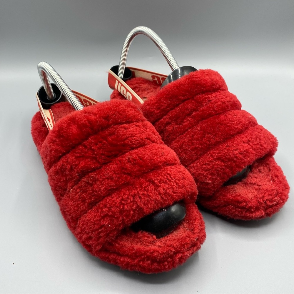UGG Women's Red Fluffy Slippers